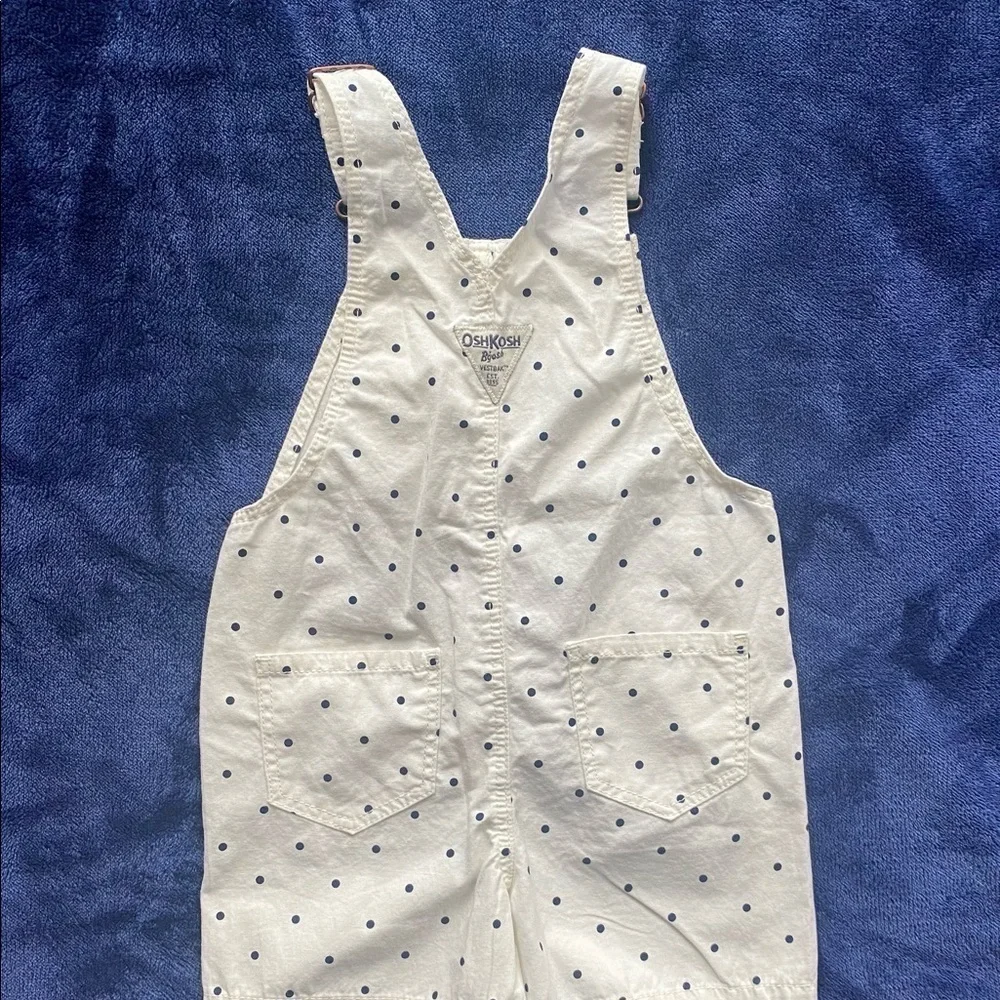 OSH KOSH-WHITE OVERALL SHORTS-3T